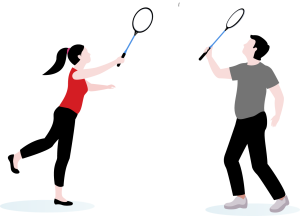 2 people playing badminton illustration